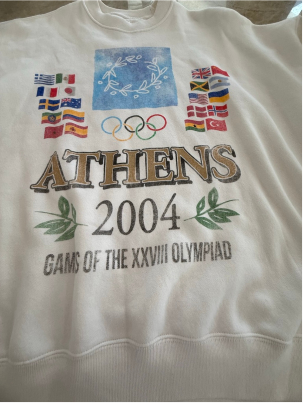 Men's HERITAGE White Athens 2004 Olympics Sweatshirt XL, super soft no damage - Picture 2 of 9